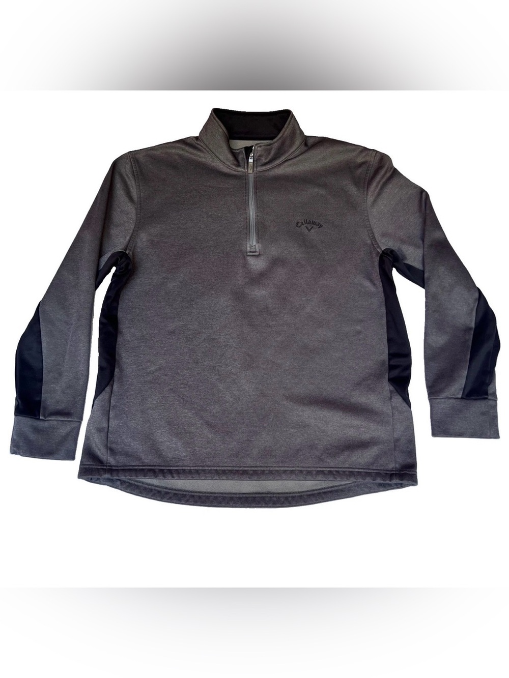 Callaway Golf Pullover Mens Large Charcoal Gray Black Colorblock 1/4 Quarter Zip